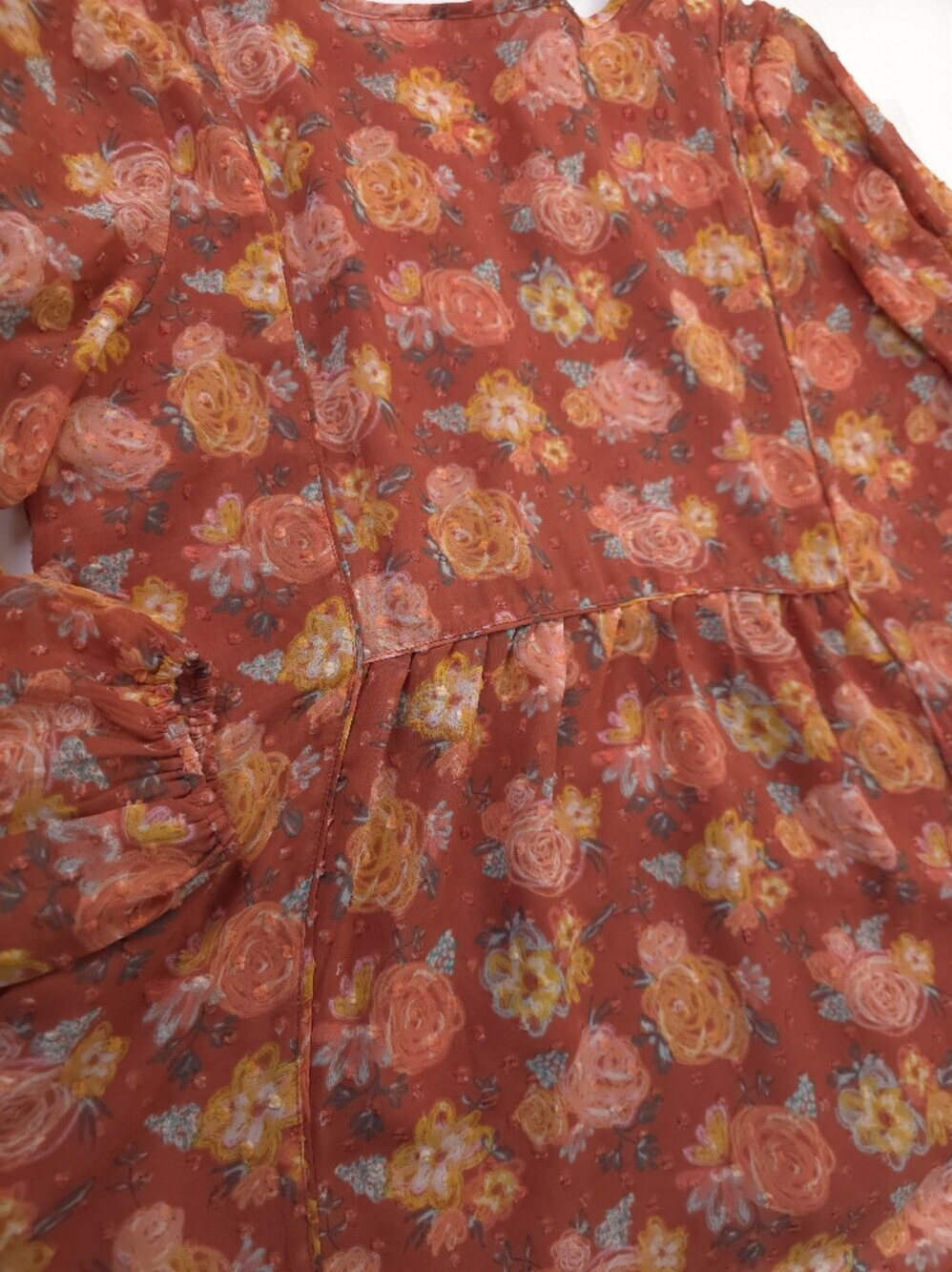 Matilda Jane Coral Floral V-Neck Blouse Sz L - Picture 10 of 11